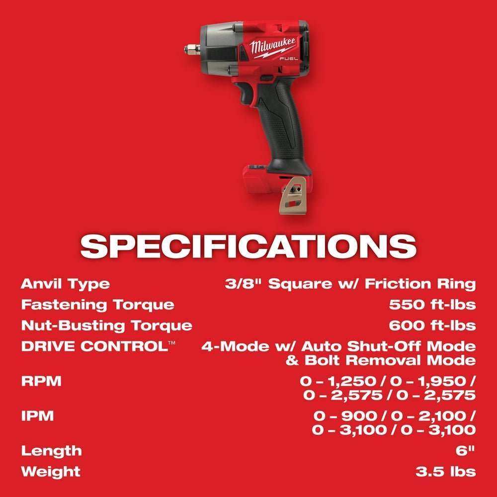 Milwaukee 2960-20GR2 M18 FUEL 18V 3/8" Li-Ion Impact Wrench w/ 4-1/2"-5" Grinder - Image 17