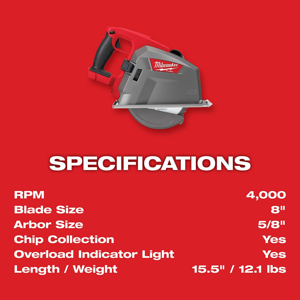 Milwaukee 2982-80 M18 FUEL 18V 8" Metal Cutting Circular Saw - Bare Tool, Recon - Image 7
