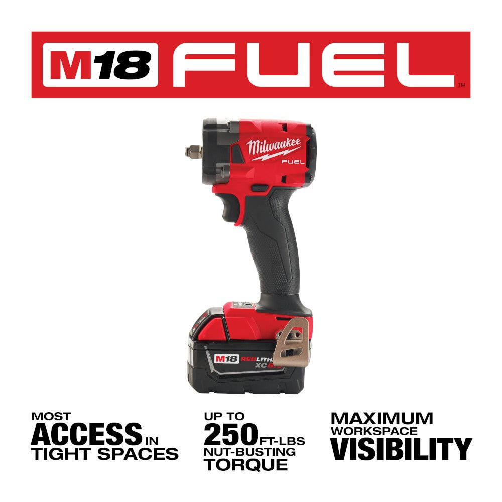 Milwaukee 2991-22 M18 FUEL 18V Compact Impact Wrench / Grinder Combo Kit - Image 4