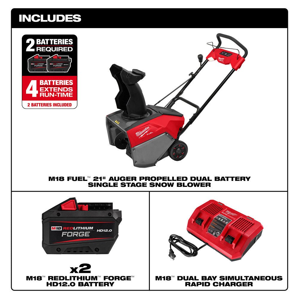 Milwaukee 3036-22HD M18 FUEL 18V 21" Auger Dual Battery Snow Blower Kit - Image 5