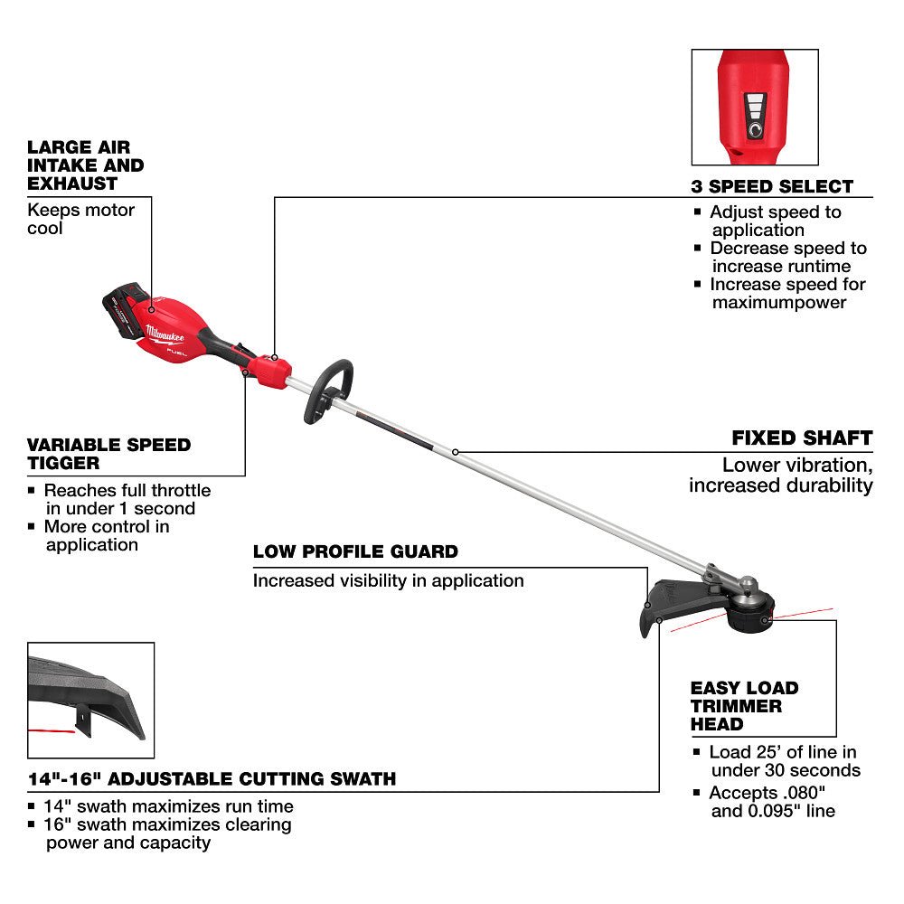 Milwaukee 3046-21HD M18 FUEL 18V 16" String Trimmer Kit - Image 19