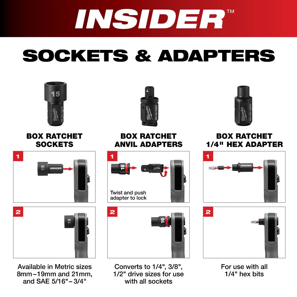 Milwaukee 3050-20X5 M12 FUEL INSIDER 12V Cordless Box Ratchet w/ 5AH Battery - Image 20