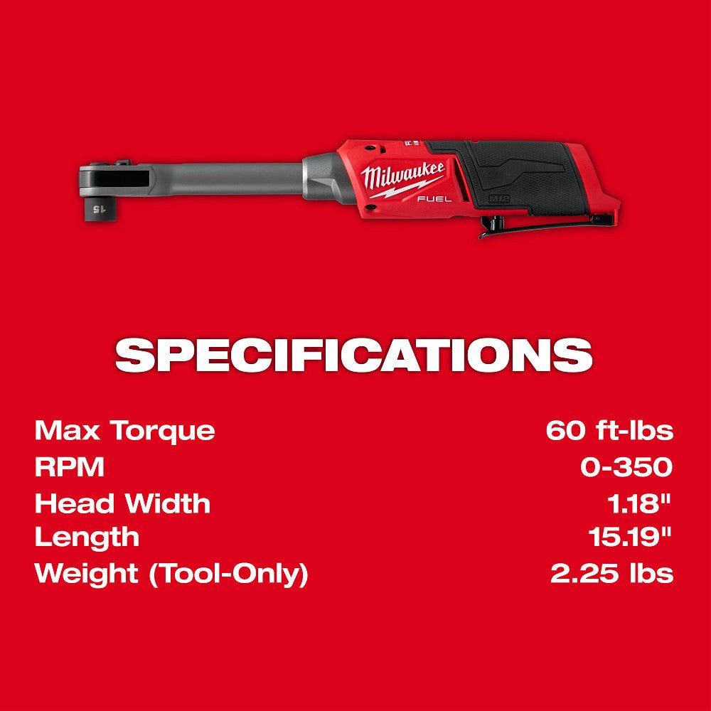 Milwaukee 3050-20X5 M12 FUEL INSIDER 12V Cordless Box Ratchet w/ 5AH Battery - Image 3