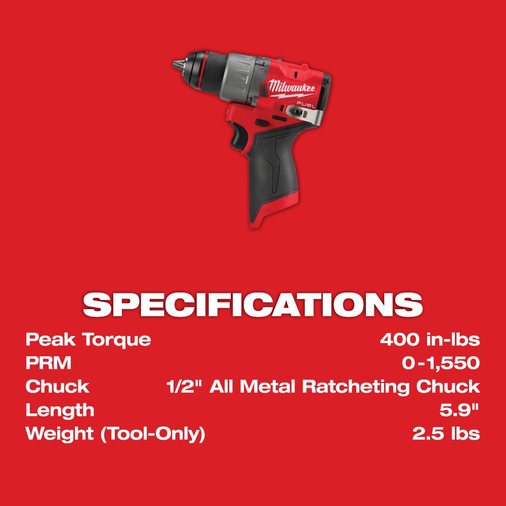 Milwaukee 3424-23 M12 FUEL 12V Lithium-Ion Cordless 3-Tool Combo Kit - Image 9