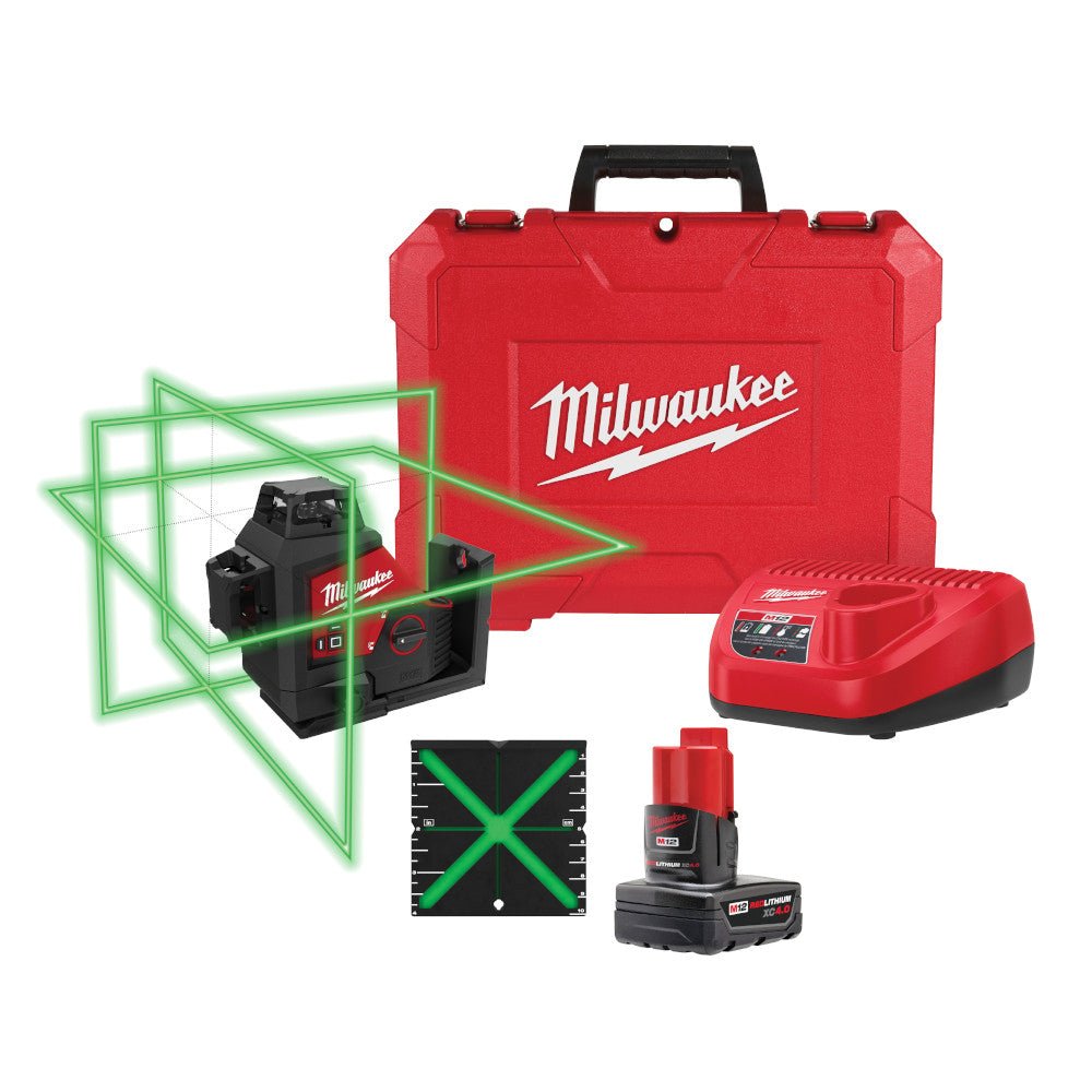 Milwaukee 3632-21X4 M12 Green 360 Degree 3-Plane Laser Kit w/ 4AH Battery - Image 2