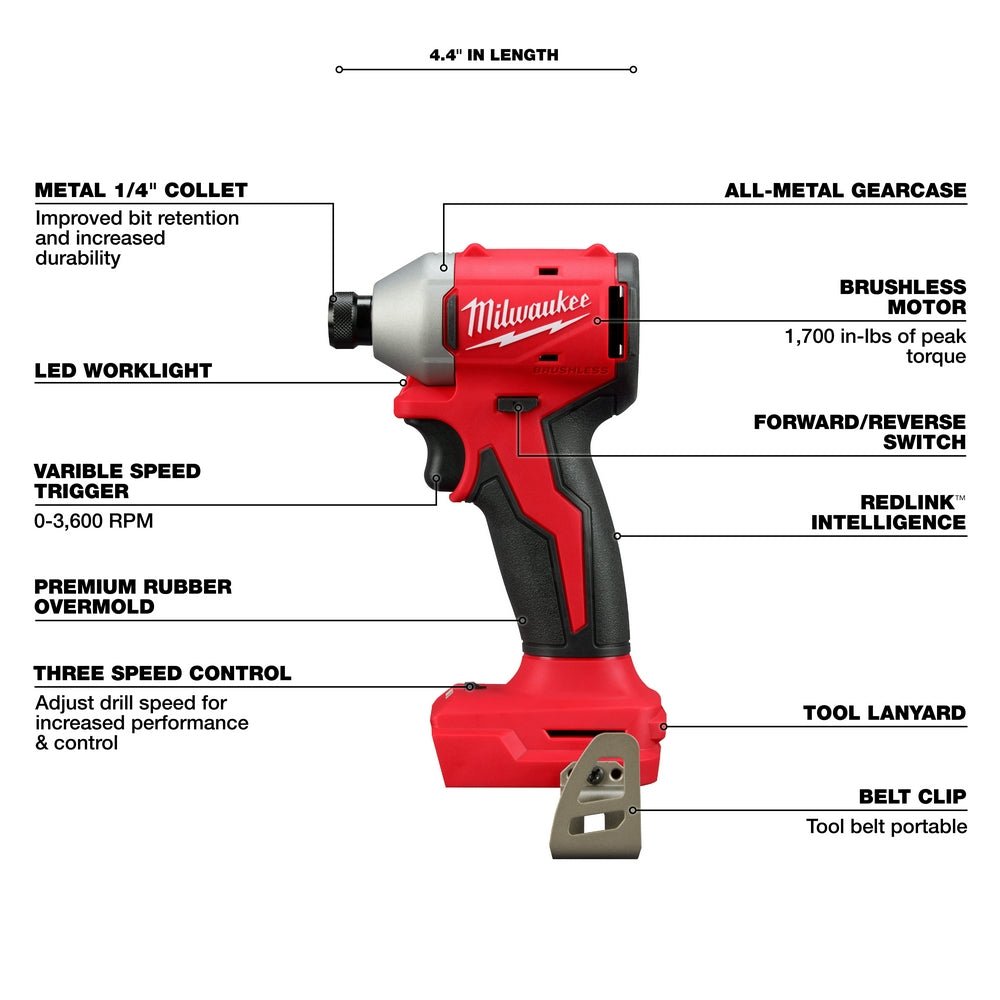 Milwaukee 3693-22CXvBLR M18 Compact Brushless 2-Tool Combo Kit w/ Blower - Image 4