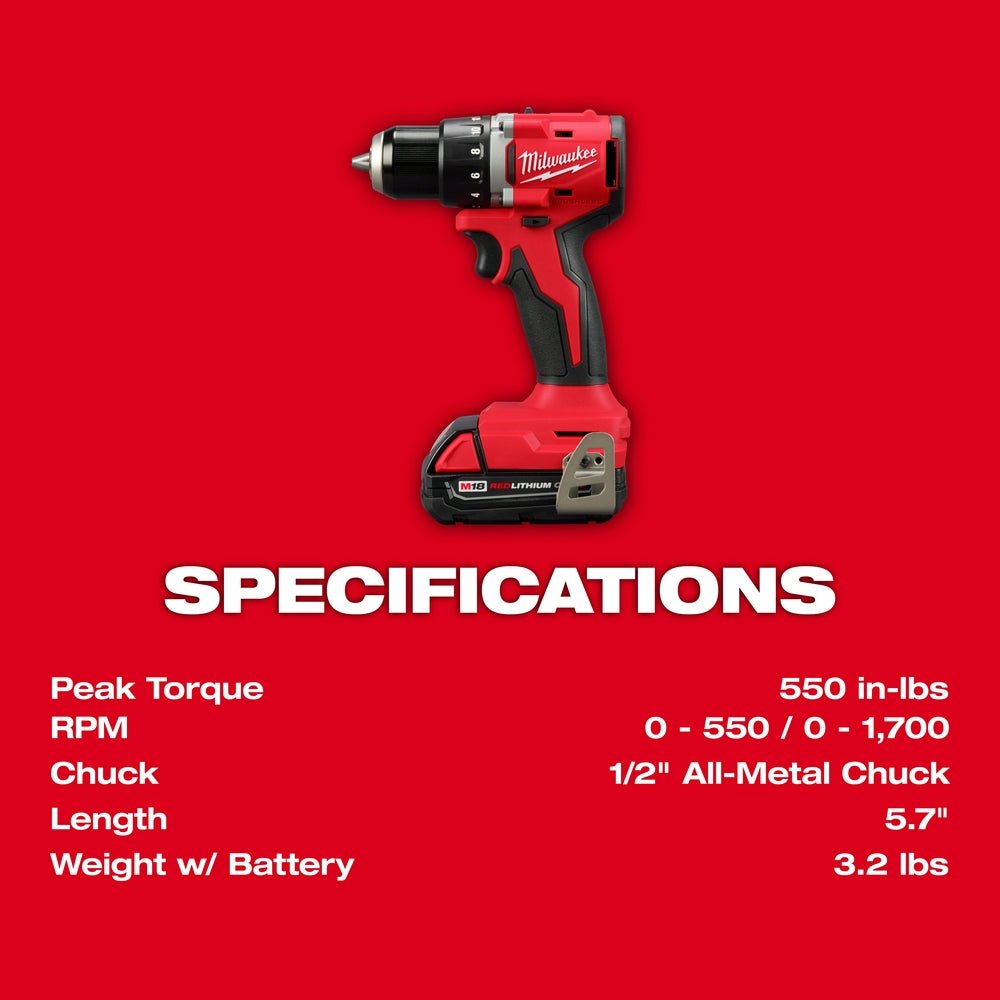 Milwaukee 3693-22CXvBLR M18 Compact Brushless 2-Tool Combo Kit w/ Blower - Image 6