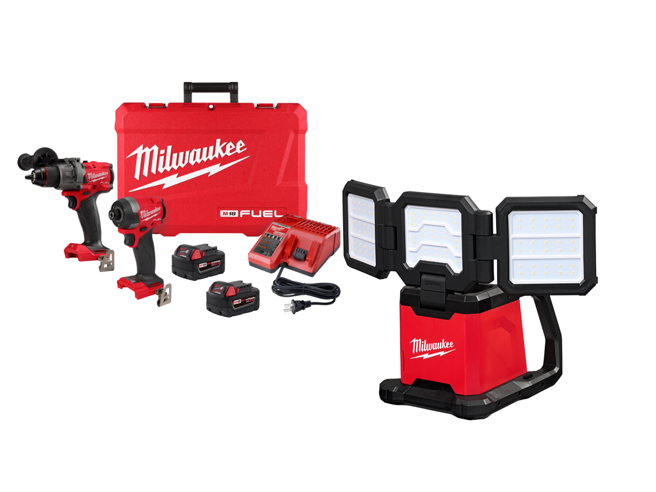Milwaukee 3697-22Light M18 FUEL 18V 2-Tool Combo Kit w/ M18 Triple Panel Light