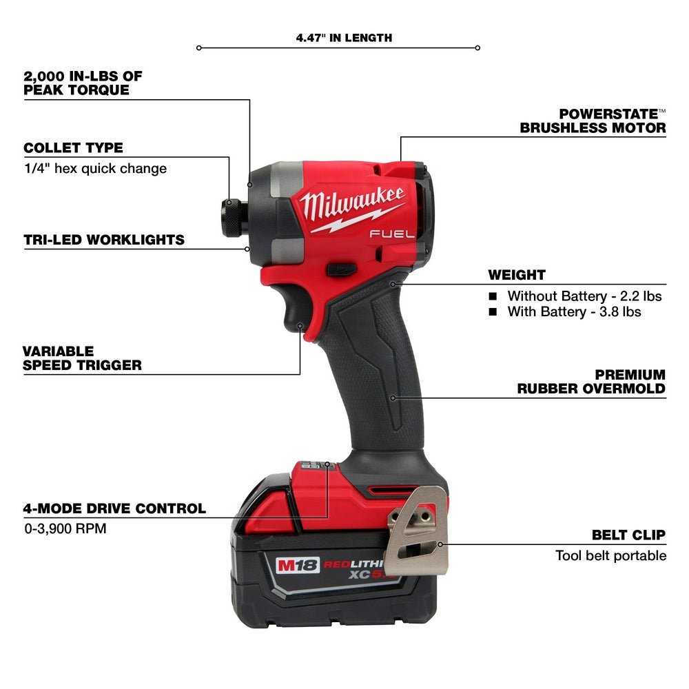 Milwaukee 3697-22Light M18 FUEL 18V 2-Tool Combo Kit w/ M18 Triple Panel Light - Image 7
