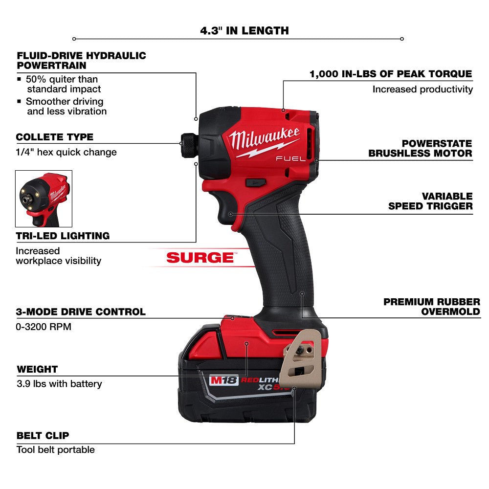 Milwaukee 3799-22 M18 FUEL 18V 2-Tool Cordless Li-Ion Combo Kit w/ AUTOSTOP - Image 12