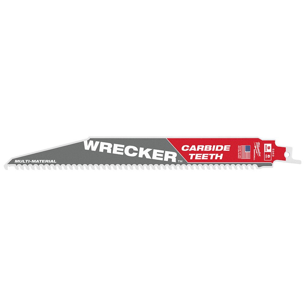 Milwaukee 48-00-5242 9" 6 TPI THE WRECKER w/ Carbide Teeth SAWZALL Blade - 1 PK