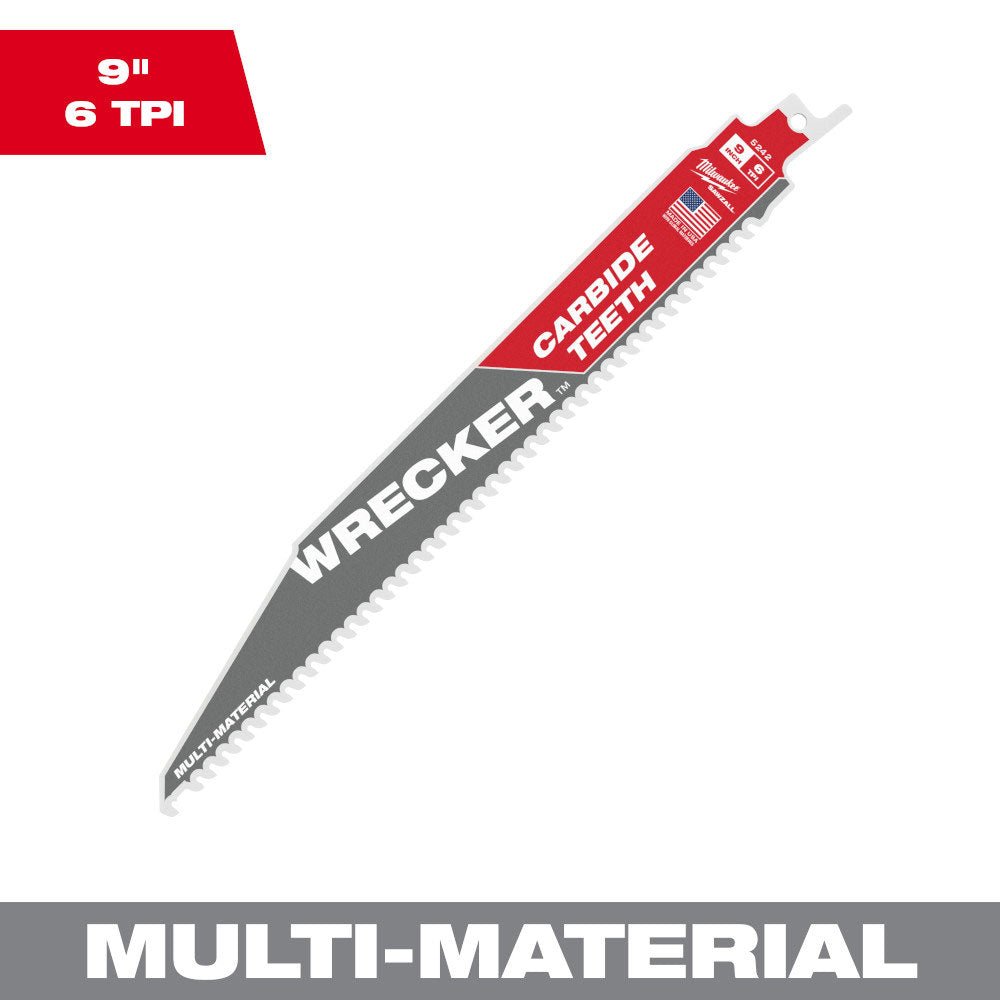 Milwaukee 48-00-5242 9" 6 TPI THE WRECKER w/ Carbide Teeth SAWZALL Blade - 1 PK - Image 3