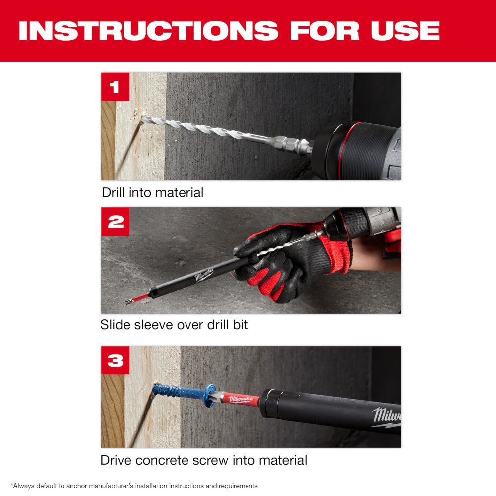 Milwaukee 48-20-8877 SHOCKWAVE Impact Carbide Drill Bit Concrete Screws - 7 PC - Image 5