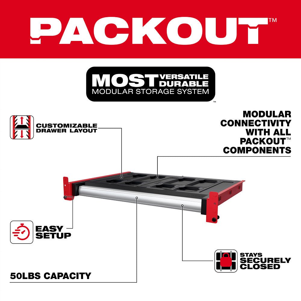 Milwaukee 48-21-8040 PACKOUT Rack Drawer Storage System w/ 50 lbs Capacity - Image 2