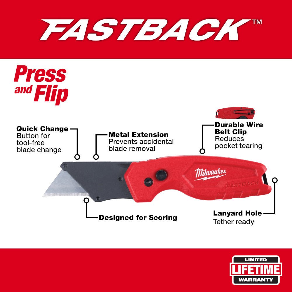 Milwaukee 48-22-1500PA FASTBACK Compact Folding Utility Knife - 3 PK - Image 2