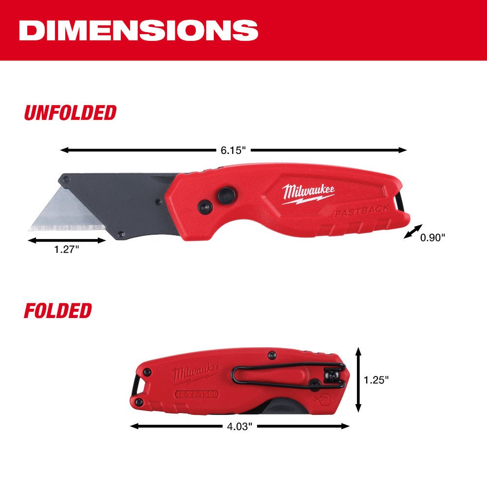 Milwaukee 48-22-1500PA FASTBACK Compact Folding Utility Knife - 3 PK - Image 3