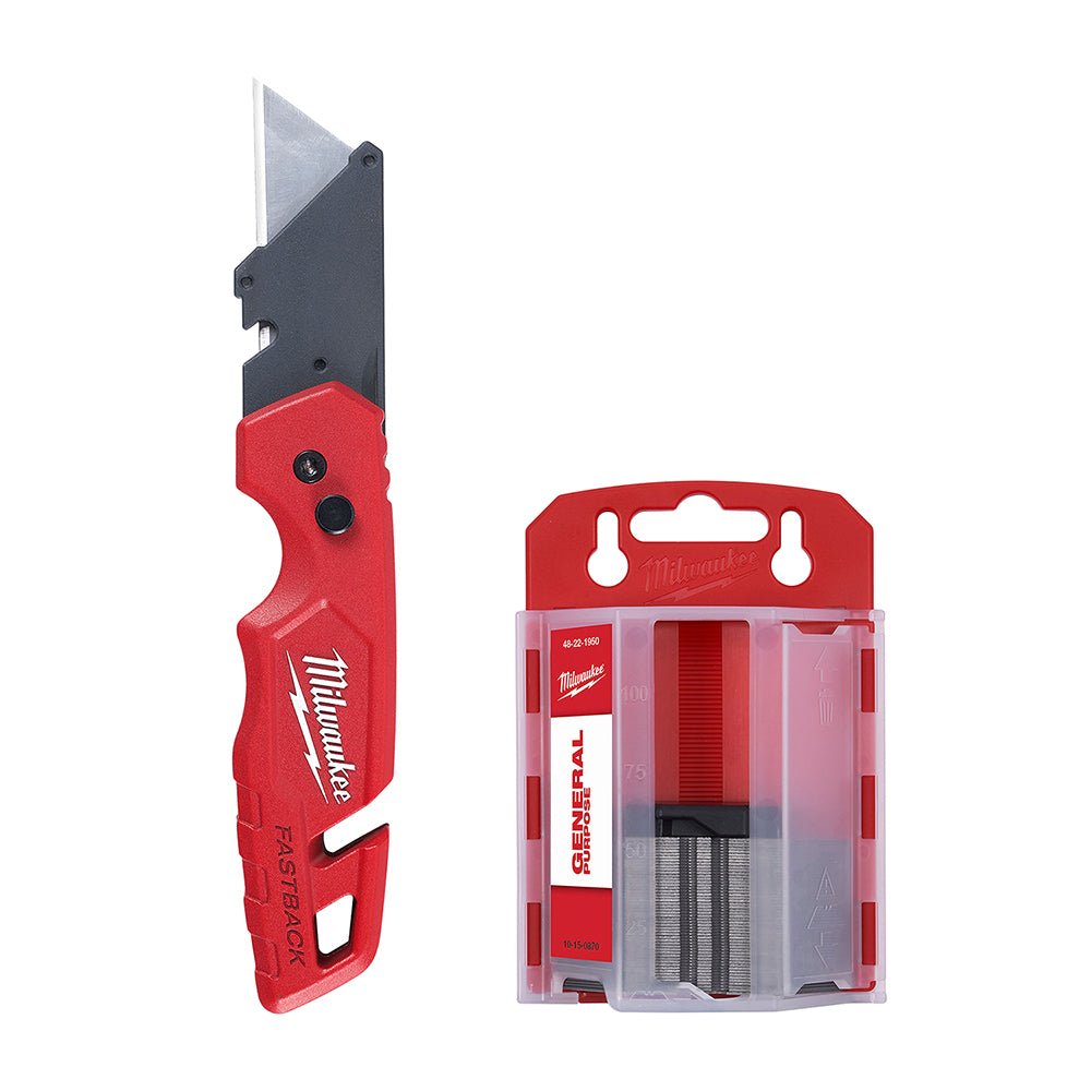 Milwaukee 48-22-1504 FASTBACK w/ Storage & 50PC General Utility Blades Set