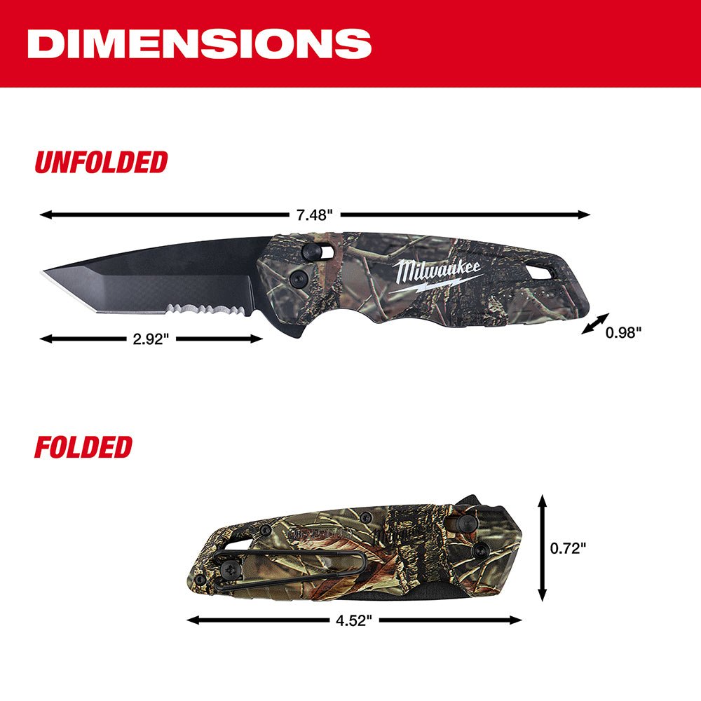Milwaukee 48-22-1535 FASTBACK Stainless Steel Camo Spring Assisted Folding Knife - Image 3
