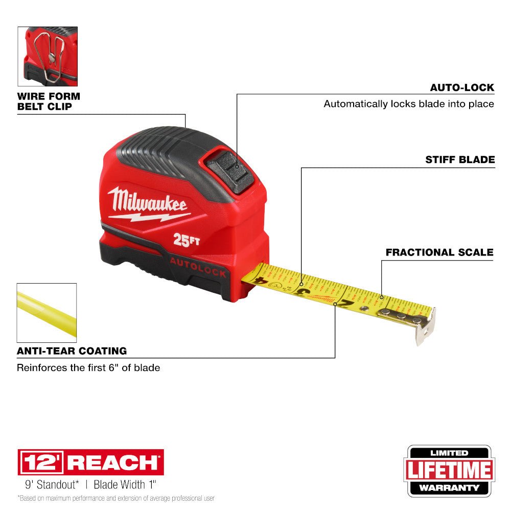 Milwaukee 48-22-1825 25' Auto-Lock Tape Measure - Image 2