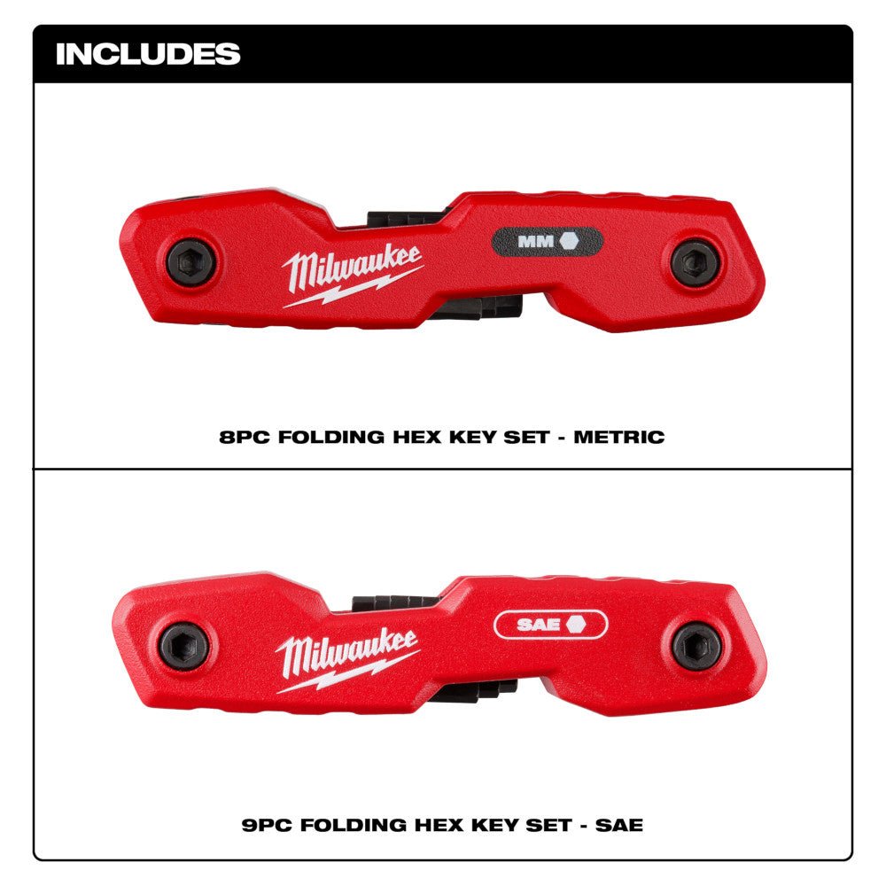 Milwaukee 48-22-2183 17 Key Folding Hex Key SAE/Metric Sets - 2PC - Image 2