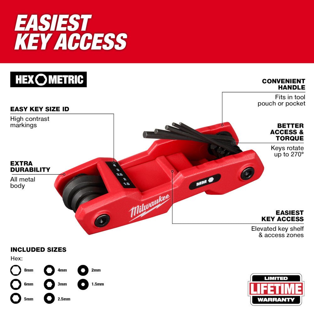 Milwaukee 48-22-2183 17 Key Folding Hex Key SAE/Metric Sets - 2PC - Image 3