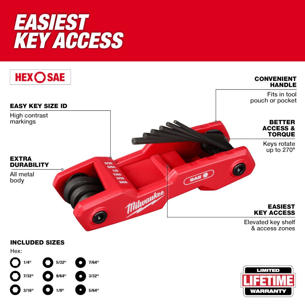 Milwaukee 48-22-2183 17 Key Folding Hex Key SAE/Metric Sets - 2PC - Image 4