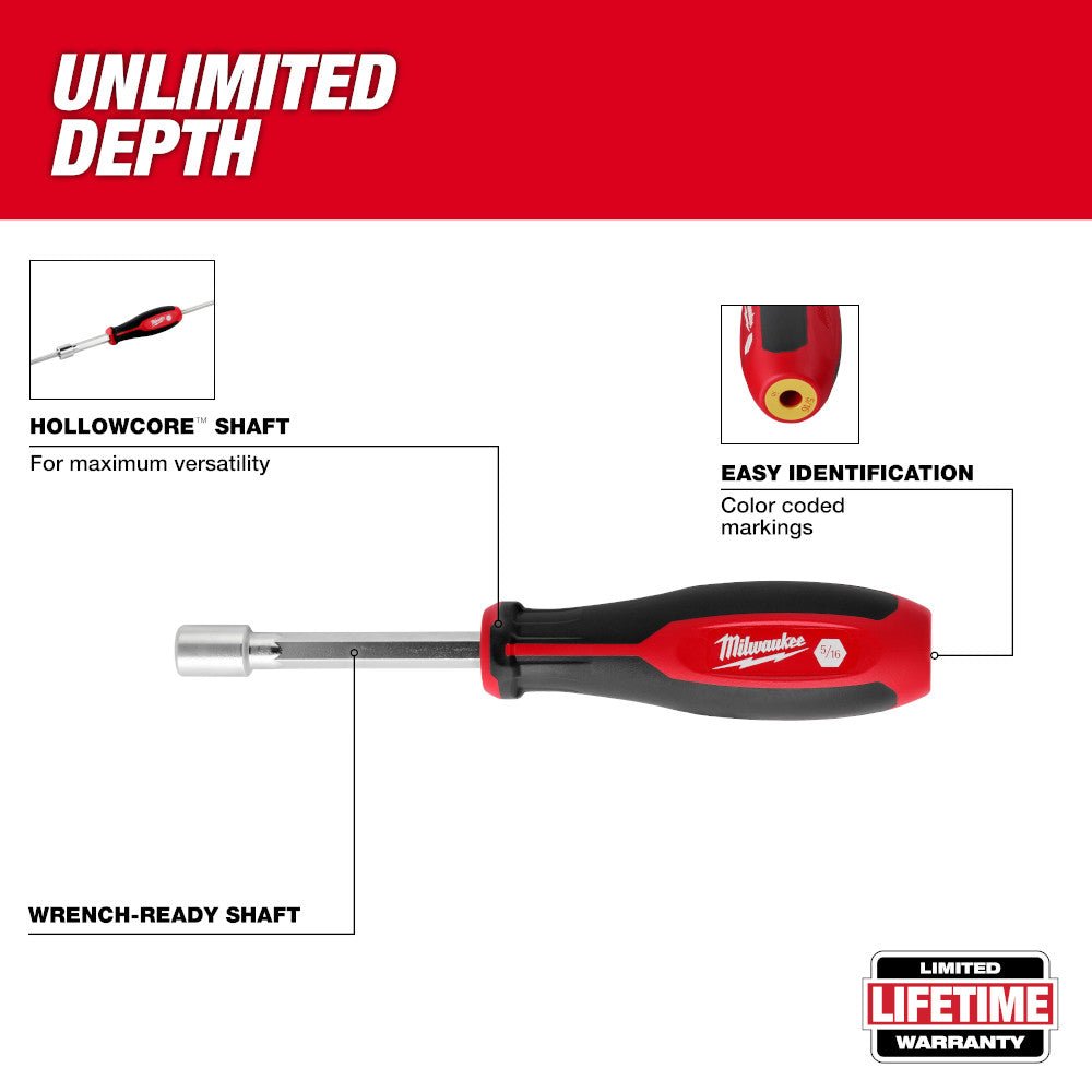 Milwaukee 48-22-2444 SAE HollowCore Nut Driver Set - 4 PC - Image 3