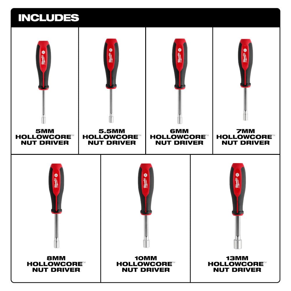 Milwaukee 48-22-2448 Metric HollowCore Nut Driver Set - 7 PC - Image 2