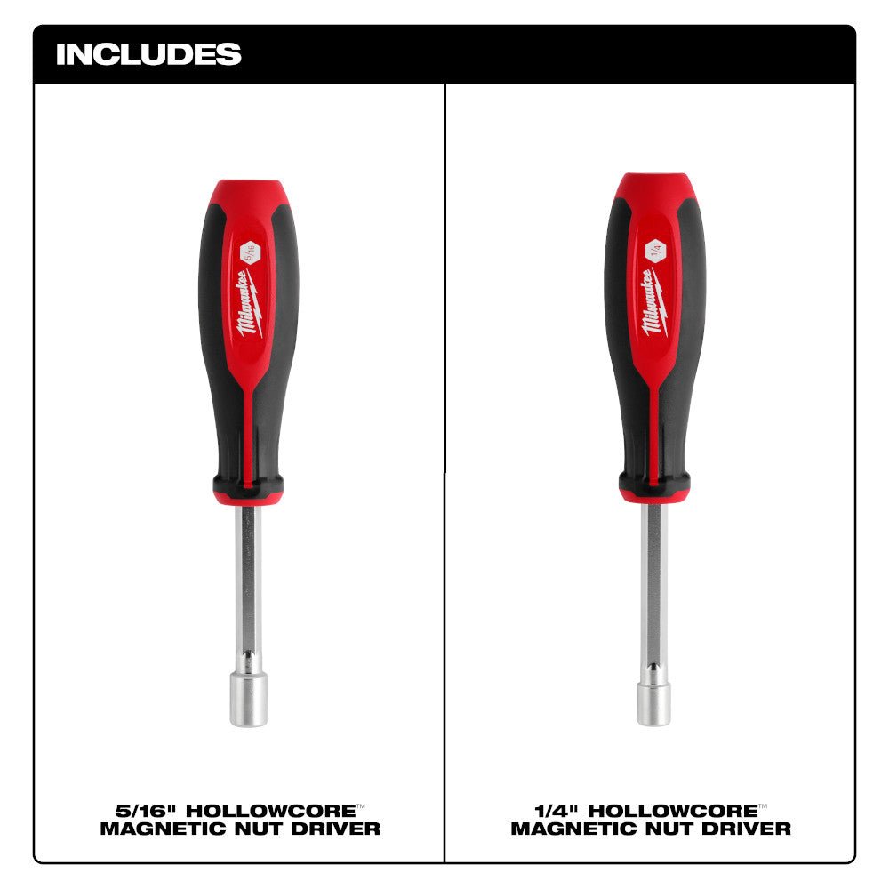 Milwaukee 48-22-2542 SAE HollowCore Magnetic Nut Driver Set - 2 PC - Image 2