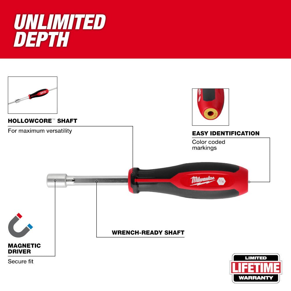 Milwaukee 48-22-2542 SAE HollowCore Magnetic Nut Driver Set - 2 PC - Image 3
