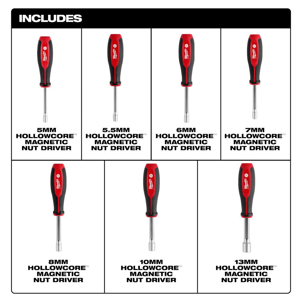 Milwaukee 48-22-2548 Metric HollowCore Magnetic Nut Driver Set - 7 PC - Image 2