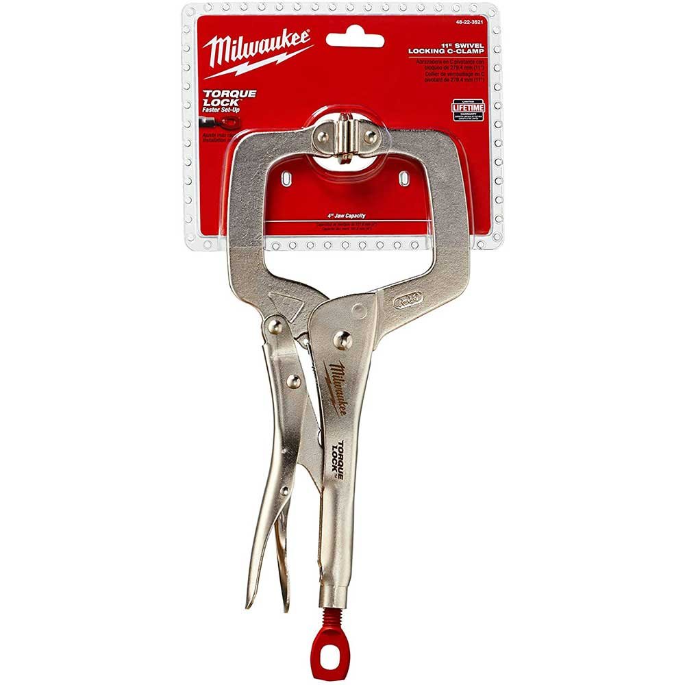 Milwaukee 48-22-3521 11" Torque-Lock Locking C-Clamp Swivel Jaw Pliers - Image 2