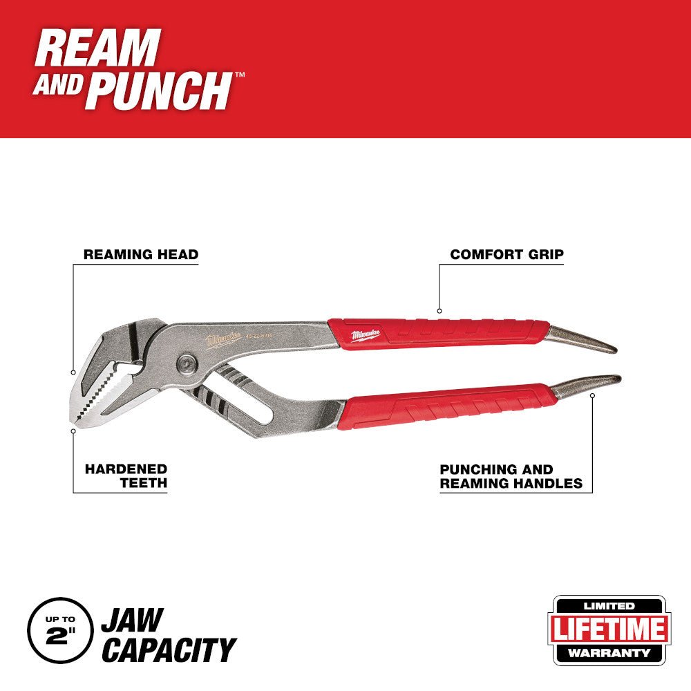 Milwaukee 48-22-6310 10" Ream and Punch Handle Straight-Jaw Pliers - Image 2
