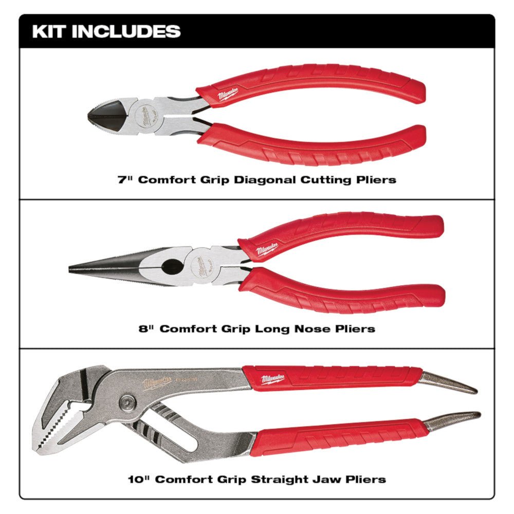 Milwaukee 48-22-6331 Comfort Grip Pliers Kit - 3 PC - Image 2