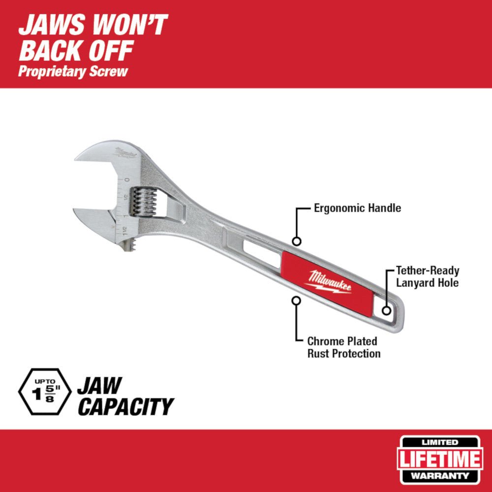 Milwaukee 48-22-7412 12-Inch Parallel Jaw Ergonomic Handle Adjustable Wrench - Image 2