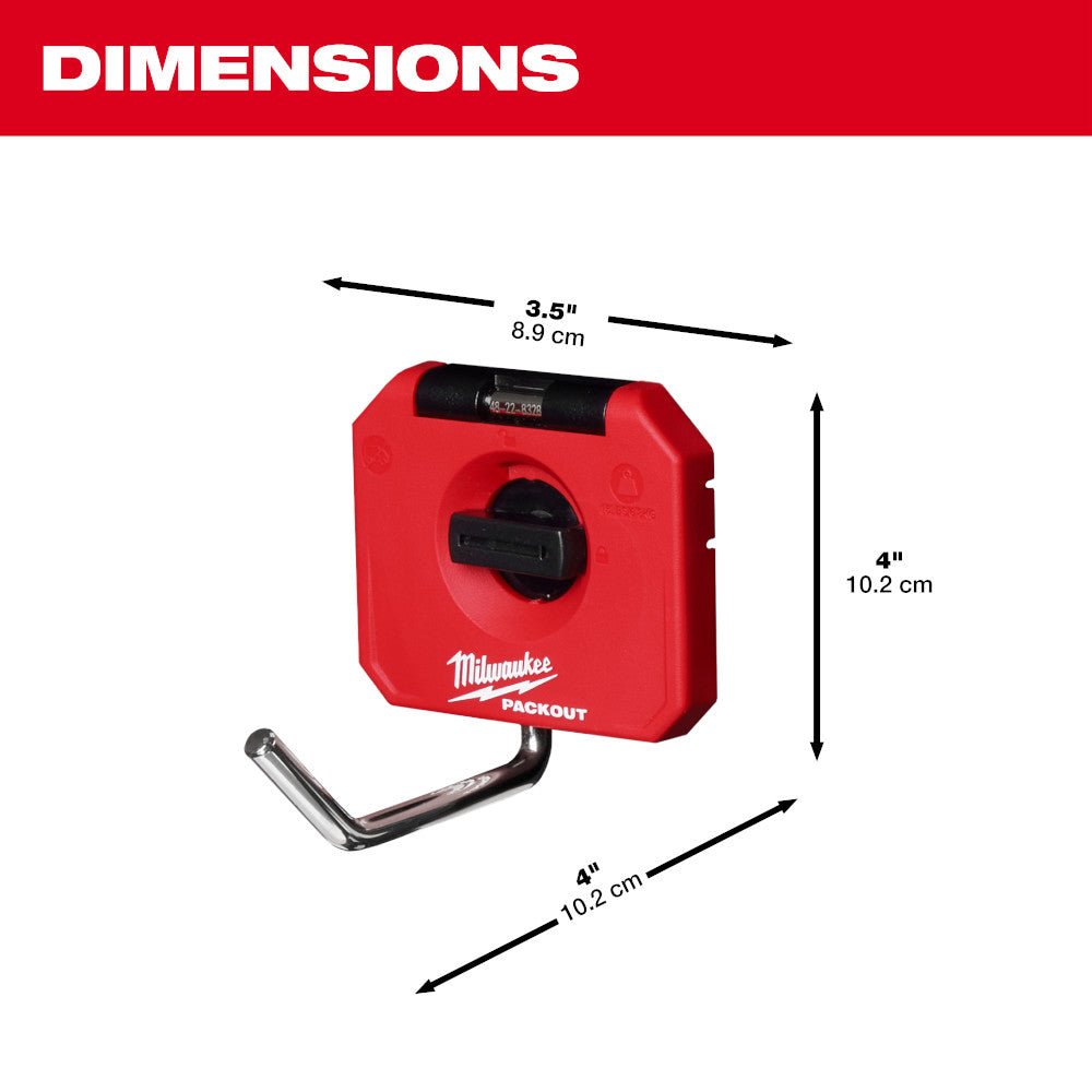 Milwaukee 48-22-8328 PACKOUT 4" Single Straight Wall Mounted Hook - Image 4