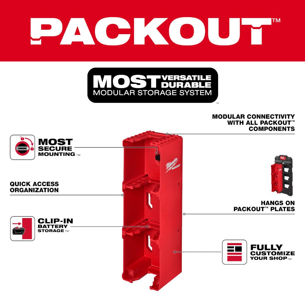 Milwaukee 48-22-8339 M18 PACKOUT Durable Battery Holder Storage System - Image 2
