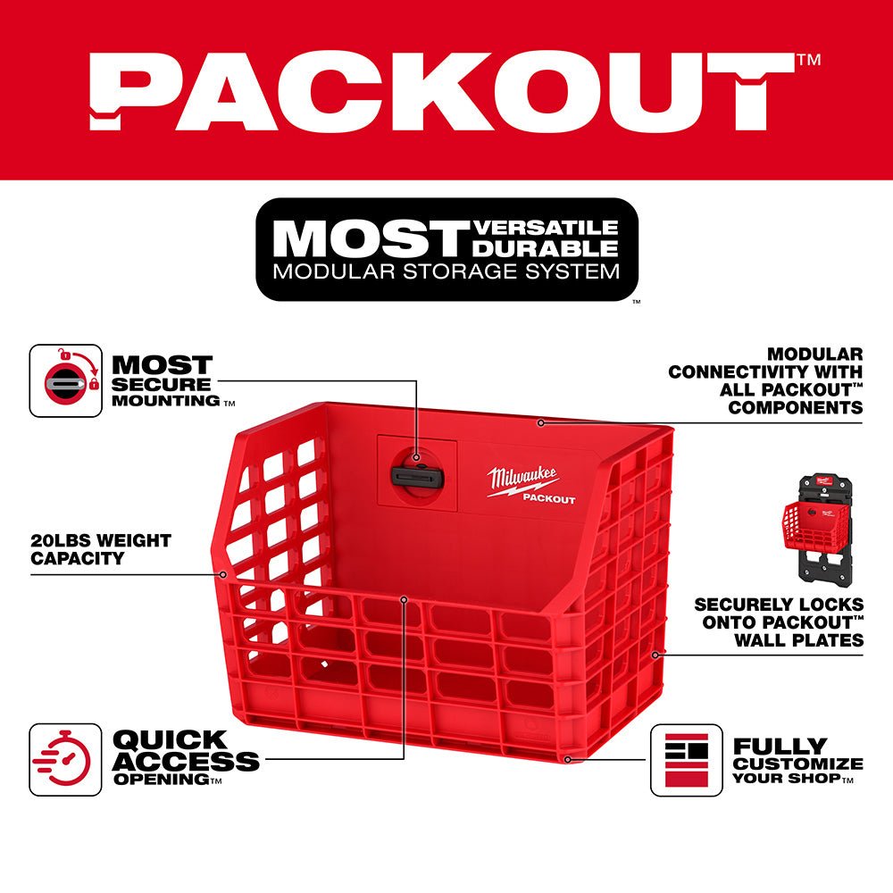 Milwaukee 48-22-8342 PACKOUT Compact Wall Mounted Tool Storage Basket - Image 2