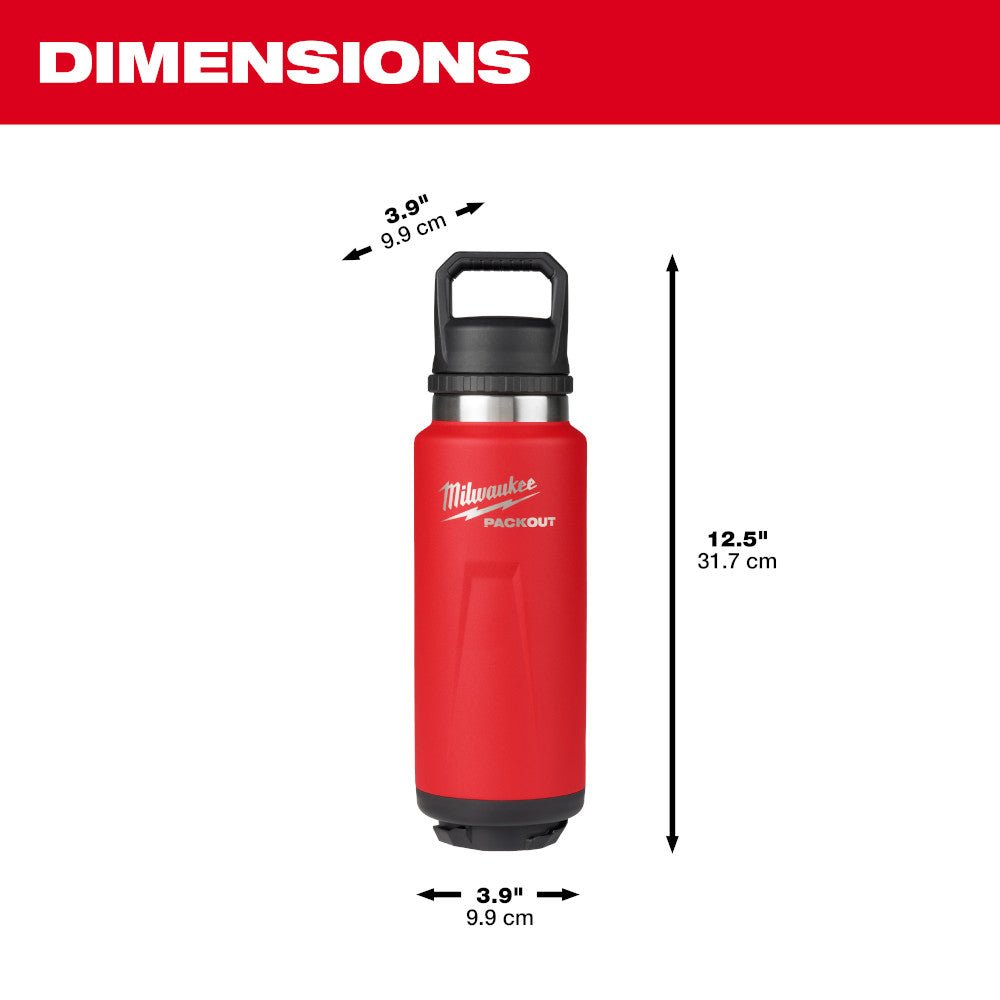 Milwaukee 48-22-8397R PACKOUT 36oz Red Insulated Bottle with Chug Lid - Image 3