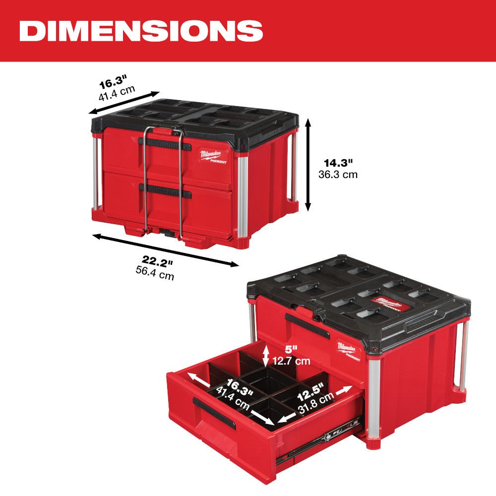 Milwaukee 48-22-8420 PACKOUT Rolling Drawer Tool Box with 2 Drawer Boxes - Image 10
