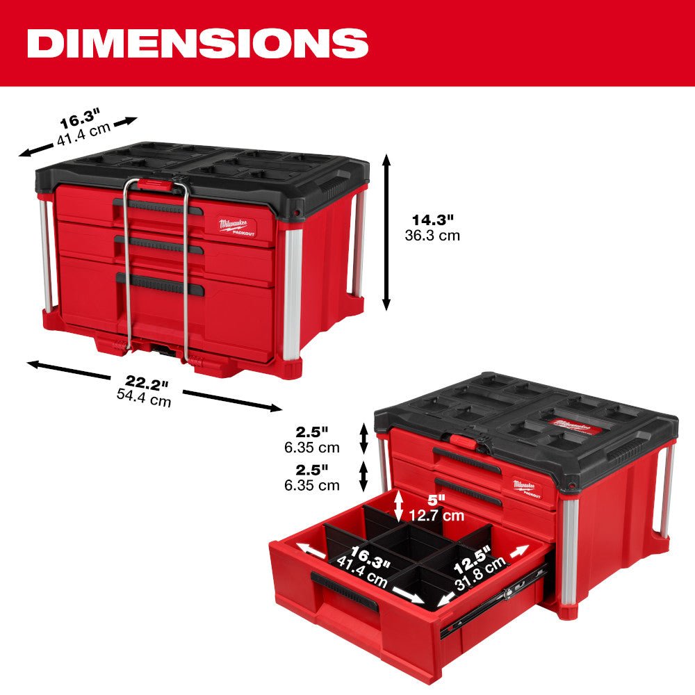 Milwaukee 48-22-8420 PACKOUT Rolling Drawer Tool Box with 2 Drawer Boxes - Image 11
