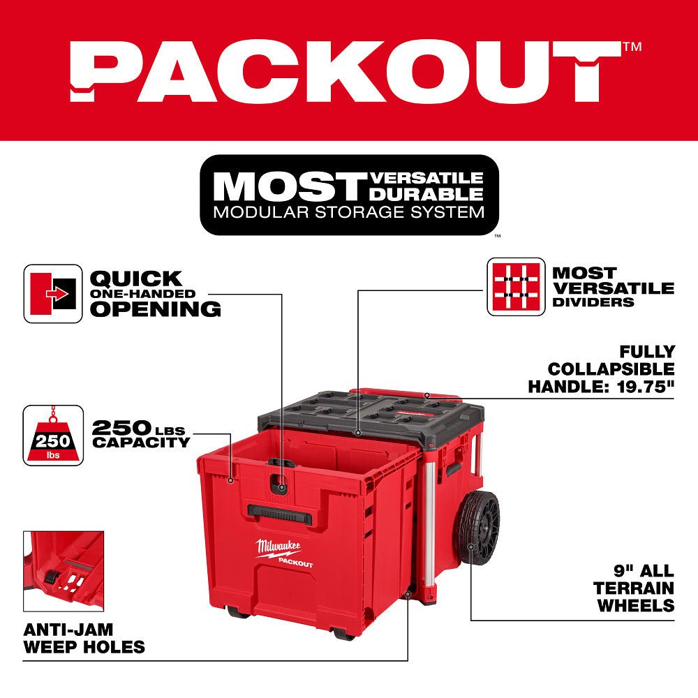 Milwaukee 48-22-8420 PACKOUT Rolling Drawer Tool Box with 2 Drawer Boxes - Image 5