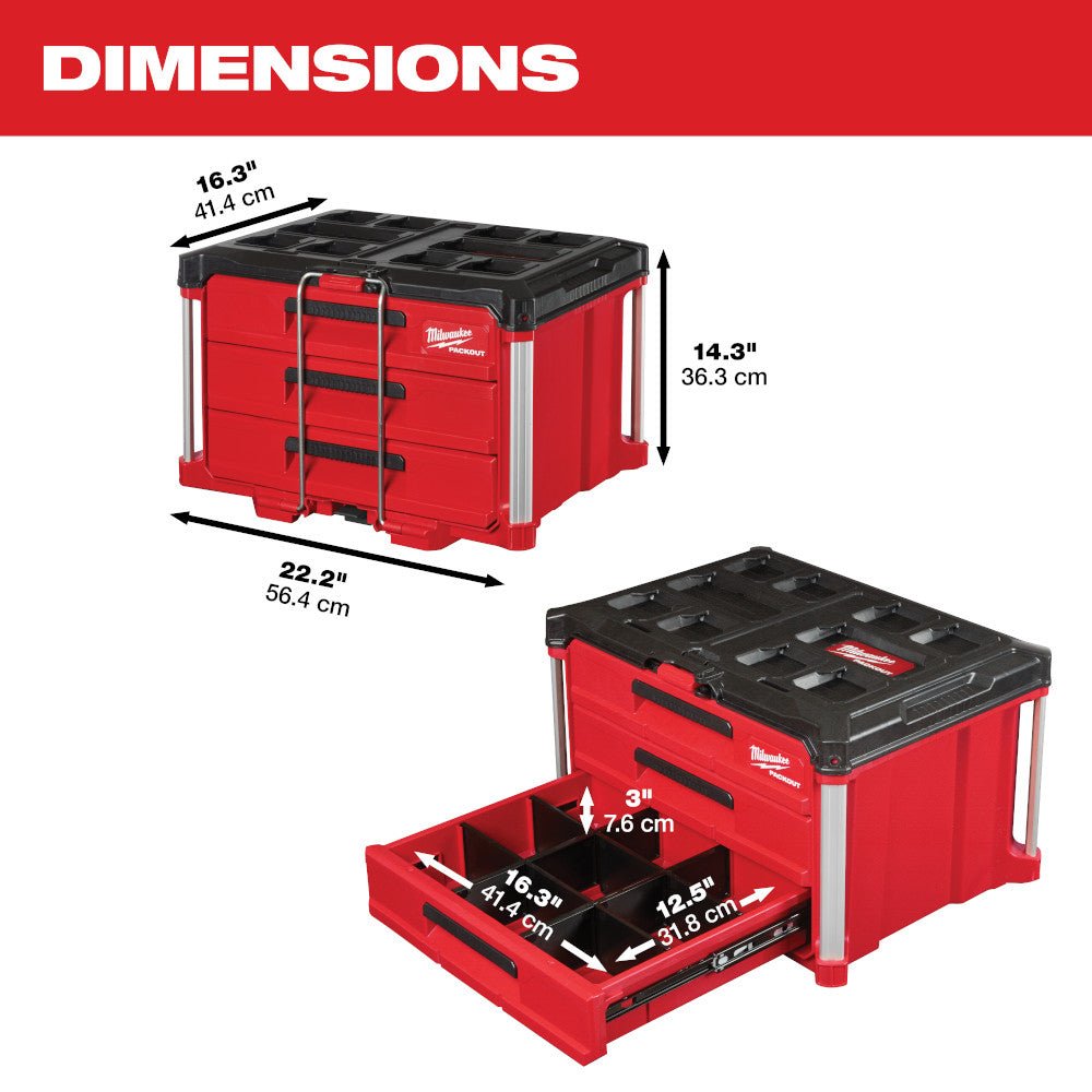 Milwaukee 48-22-8420 PACKOUT Rolling Drawer Tool Box w/ Drawer Box and Cabinet - Image 11