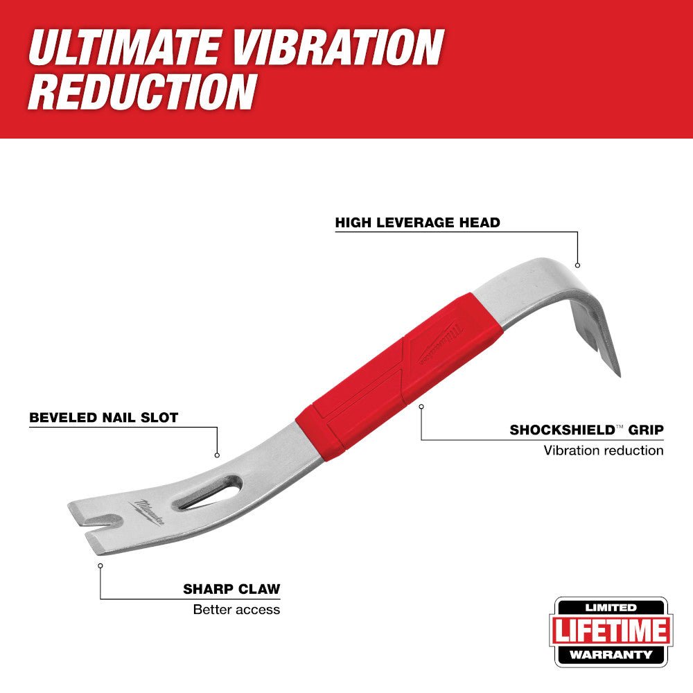 Milwaukee 48-22-9034 12" Heavy Duty Pry Bar w/ SHOCKSHIELD Grip - Image 2