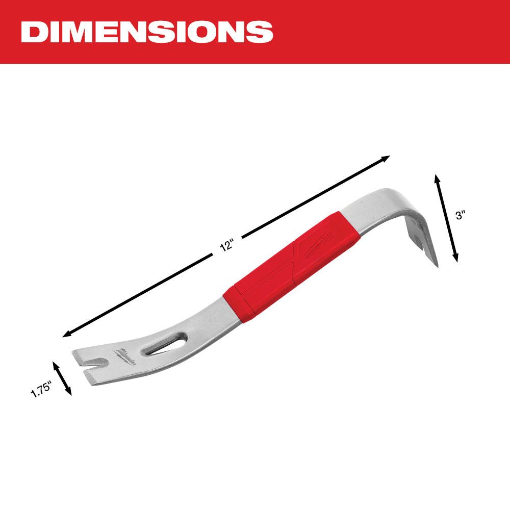 Milwaukee 48-22-9034 12" Heavy Duty Pry Bar w/ SHOCKSHIELD Grip - Image 3