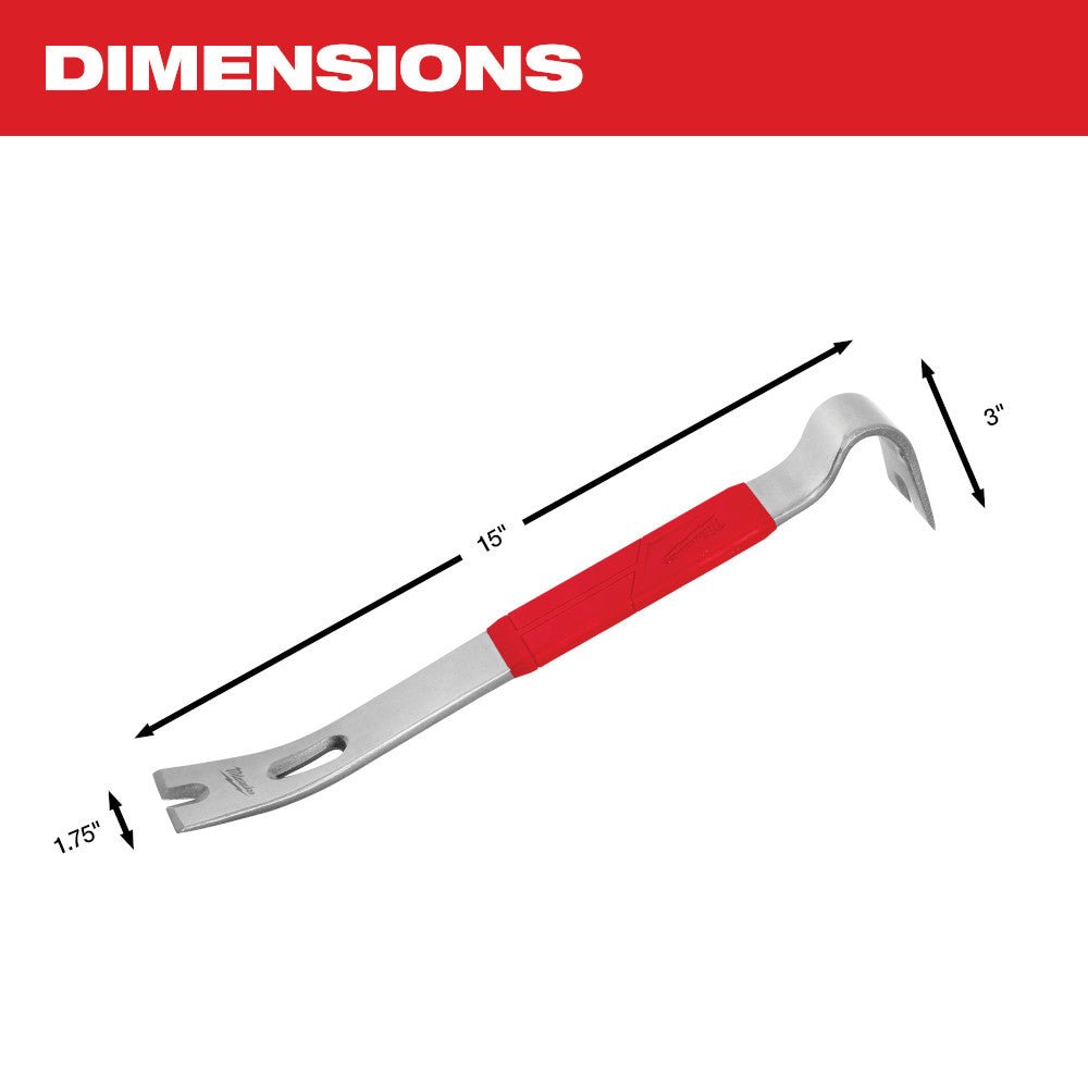 Milwaukee 48-22-9035 15" Heavy Duty Pry Bar w/ SHOCKSHIELD Grip - Image 3