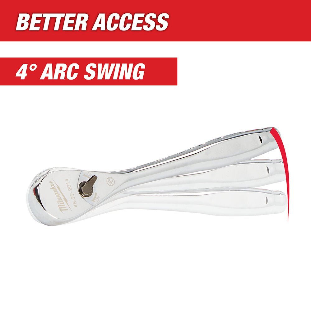 Milwaukee 48-22-9037 3/8” Drive 12” Ratchet Chrome Plated w/ Extended Handle - Image 4