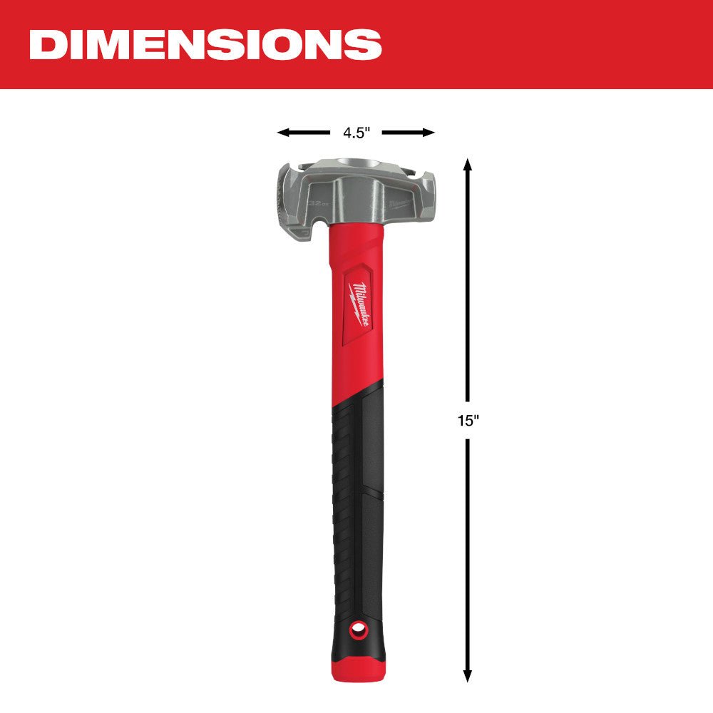 Milwaukee 48-22-9040 4 IN 1 Linemans Hammer w/ High Strength Fiberglass Handle - Image 3