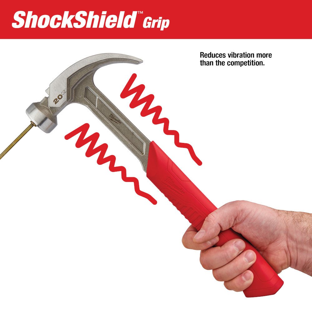 Milwaukee 48-22-9080 20oz Curved Claw Smooth Face Hammer w/ ShockShield Grip - Image 4