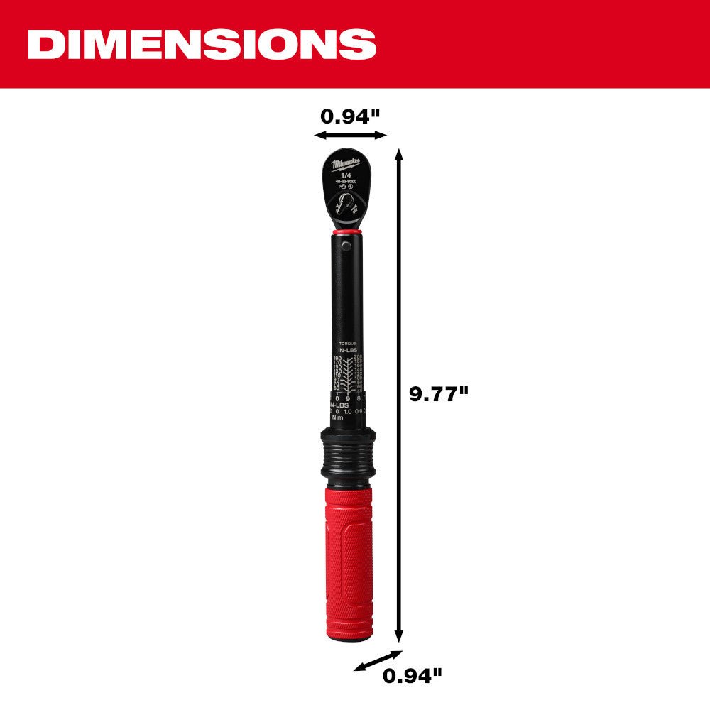 Milwaukee 48-22-9200 1/4" Drive Click Torque Wrench (40-200 in-lbs) - Image 4